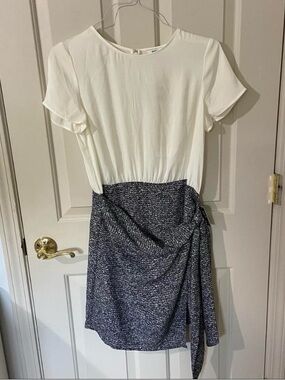 Two-Tone White Top with Speckled Skirt Dress